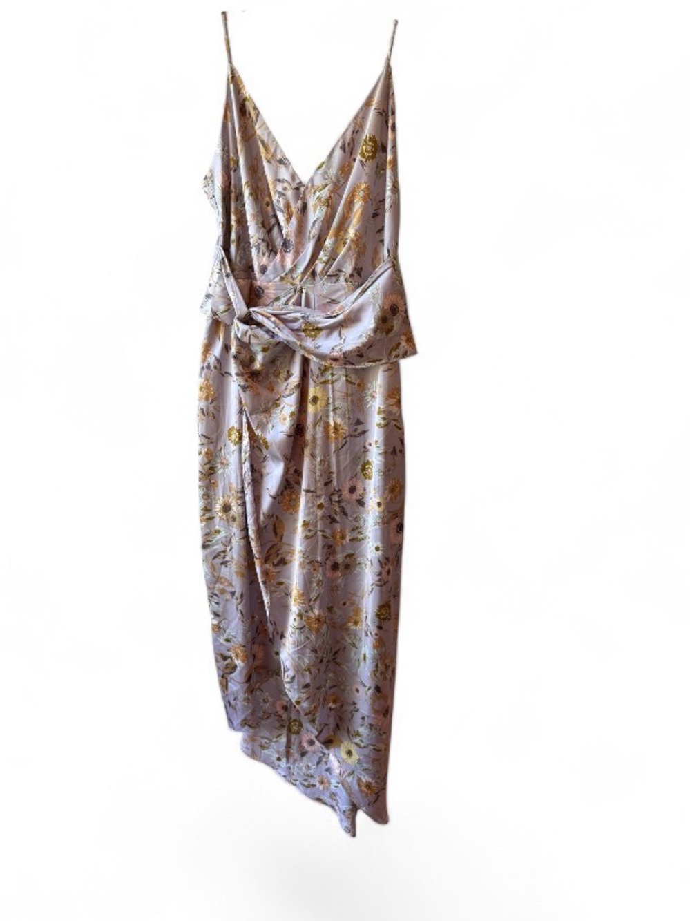 ASTR the Label | Giselle Dress in Lavender & Gold | Floral | High-Low Wrap Dress - Picture 2 of 13
